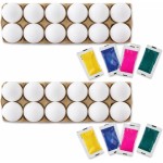 Viral, 24 œufs de Pâques blancs réutilisables, sachets de teinture et sacs de teinture d'œufs inclus Viral, 24 œufs de Pâques blancs réutilisables, sachets de teinture et sacs de teinture d'œufs inclus