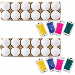 Viral, 24 œufs de Pâques blancs réutilisables, sachets de teinture et sacs de teinture d'œufs inclus