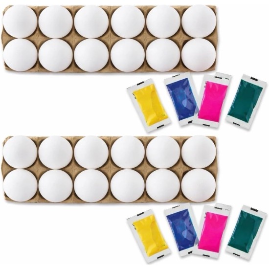 Viral, 24 œufs de Pâques blancs réutilisables, sachets de teinture et sacs de teinture d'œufs inclus Viral, 24 œufs de Pâques blancs réutilisables, sachets de teinture et sacs de teinture d'œufs inclus