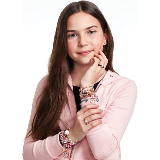 Make It Real - Bracelets roses et précieux Juicy Couture - Kit de bracelets à breloques avec perles pour la fabrication de bijoux entre filles - Kit de fabrication de bijoux pour filles
