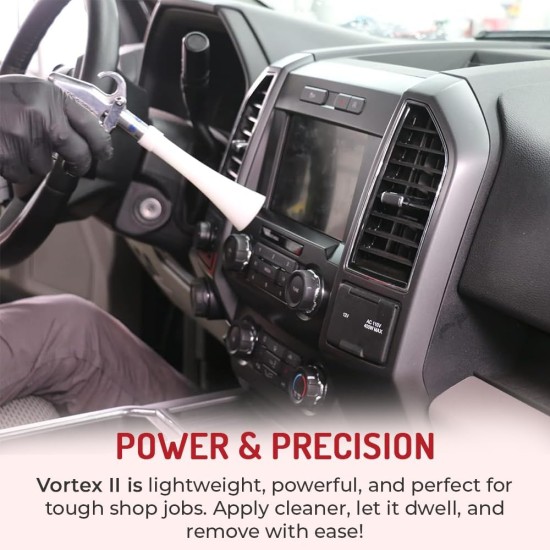 Pistolet de nettoyage d'air HI-TECH Vortex II – Outil de détail automatique professionnel pour un nettoyage en profondeur des intérieurs et des extérieurs – Utilise un compresseur d'air – Élimine rapidement la poussière, la saleté et la crasse