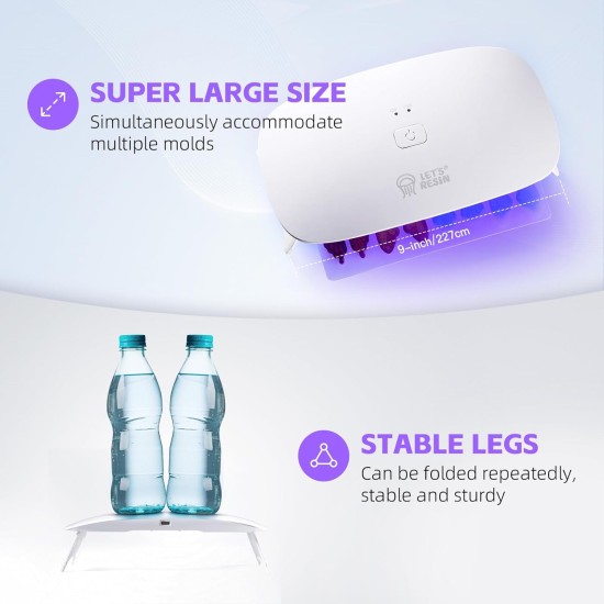 LET'S RESIN Lampe UV améliorée pour résine, lampe UV portable de grande taille, lampe UV à durcissement rapide et portable, fournitures de fabrication de bijoux pour résine UV, bricolage, décoration LET'S RESIN Lampe UV améliorée pour résine, lampe UV portable de grande taille, lampe UV à durcissement rapide et portable, fournitures de fabrication de bijoux pour résine UV, bricolage, décoration
