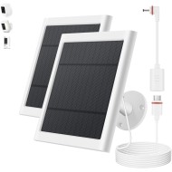 Panneau solaire pour caméra Ring, lot de 2 chargeurs solaires 4 W compatibles avec les projecteurs Rings et la toute nouvelle batterie de caméra extérieure Stick Up, câble de 3 m de long avec adaptateur de prise USB-C vers Ring Barrel