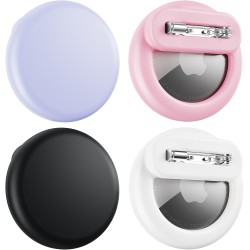 Compatible avec les Air Tags - Lot de 4 supports AirTag cachés Apple Kids pour enfants, support AirTag caché pour enfants avec broche invisible, anti-perte, pour enfants, personnes âgées, bagages, vêtements (noir blanc rose violet)
