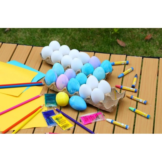 Viral, 24 œufs de Pâques blancs réutilisables, sachets de teinture et sacs de teinture d'œufs inclus Viral, 24 œufs de Pâques blancs réutilisables, sachets de teinture et sacs de teinture d'œufs inclus