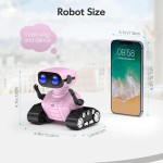 ALLCELE Jouet robot pour filles, robot RC rechargeable pour enfants, jouet télécommandé avec musique et yeux LED, cadeau pour enfants à partir de 3 ans – Rose