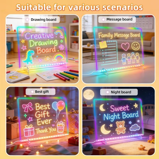 Tableau de notes LED avec couleurs, tablette à dessin de 16 pouces, 6 modes et 8 couleurs, planche à dessin lumineuse, jouet pour enfants avec 13 effets de lumière, cadeaux d'anniversaire pour filles et garçons de 3 ans et plus, livre de traçage (blanc) Tableau de notes LED avec couleurs, tablette à dessin de 16 pouces, 6 modes et 8 couleurs, planche à dessin lumineuse, jouet pour enfants avec 13 effets de lumière, cadeaux d'anniversaire pour filles et garçons de 3 ans et plus, livre de traçage (blanc)