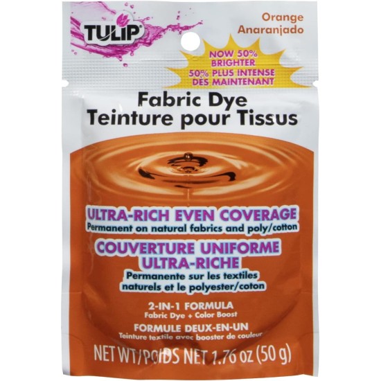 Poudre de teinture permanente pour tissu Tulip, méthode de teinture à chaud pour un éclat, couleur longue durée, orange Poudre de teinture permanente pour tissu Tulip, méthode de teinture à chaud pour un éclat, couleur longue durée, orange