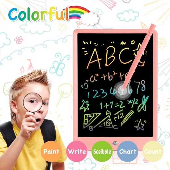 ORSEN Tablette d'écriture LCD 10 pouces, planche à dessin colorée pour enfants, jouets pour tout-petits pour 3 4 5 6 7 8 ans, cadeaux pour filles et garçons (rose)