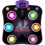 Flooyes Tapis de danse jouets pour enfants de 3 à 12 ans, tapis de danse électronique avec Bluetooth sans fil lumineux à 6 boutons, danse musicale avec 5 modes de jeu, jouets d'anniversaire cadeaux pour filles de 3 4 5 6 7 8 9 10 ans et plus
