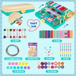 Kit de fabrication de bracelets d'amitié de Pâques avec boîte de rangement, bricolage de bracelets à cordes, arts et travaux manuels pour filles âgées de 8 à 12 ans, ensemble de jouets d'activités de voyage pour enfants, cadeaux d'anniversaire de Pâques p