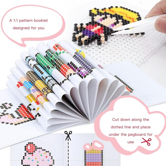 QUEFE Kit de perles à repasser 15 000 pièces 72 couleurs Kit de perles de 5 mm comprenant un panneau perforé, des perles fondantes, du papier à repasser, des pinces et des crochets colorés, fournitures d'art et d'artisanat de Noël à la maison pour les fil