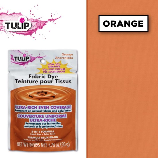 Poudre de teinture permanente pour tissu Tulip, méthode de teinture à chaud pour un éclat, couleur longue durée, orange Poudre de teinture permanente pour tissu Tulip, méthode de teinture à chaud pour un éclat, couleur longue durée, orange
