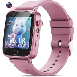 Montre intelligente pour filles de 4, 5, 6, 7, 8, 9, 10 ans, montre intelligente pour enfants avec 26 jeux de puzzle, écran tactile HD, lampe de poche, cartes d'apprentissage, livre audio, jouets pour tout-petits, cadeaux d'anniversaire de Noël