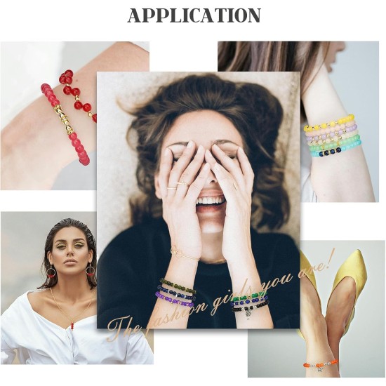 Kit de fabrication de bracelets de perles de verre de 6 mm, 1400 pièces, 24 couleurs de perles de cristal pour la fabrication de bijoux, perles rondes, loisirs créatifs avec perles d'espacement, accessoires de breloques Kit de fabrication de bracelets de perles de verre de 6 mm, 1400 pièces, 24 couleurs de perles de cristal pour la fabrication de bijoux, perles rondes, loisirs créatifs avec perles d'espacement, accessoires de breloques