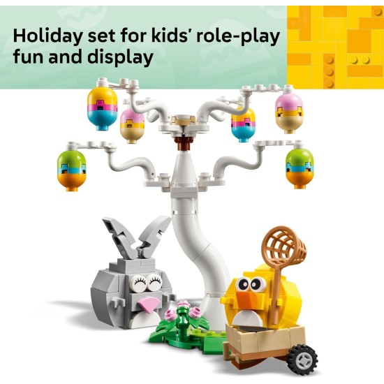 LEGO 40808 Jouet de construction de chasse aux œufs de lapin et de poussin pour filles et garçons – Ensemble de jeu printanier pour enfants à partir de 8 ans – Panier de remplissage ou idée cadeau pour Pâques – 40808