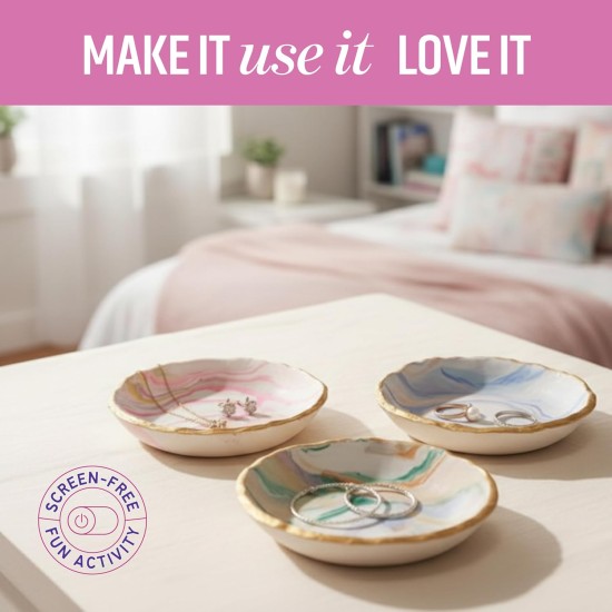 Dan&Darci Craft 'n Clay – Kit de fabrication de plats à bijoux pour enfants âgés de 8 à 14 ans – Meilleurs kits de bricolage – Cadeaux de Pâques – Jouets créatifs pour préadolescents et adolescents – Idées cadeaux d'anniversaire pour filles