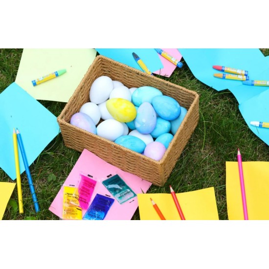 Viral, 24 œufs de Pâques blancs réutilisables, sachets de teinture et sacs de teinture d'œufs inclus Viral, 24 œufs de Pâques blancs réutilisables, sachets de teinture et sacs de teinture d'œufs inclus