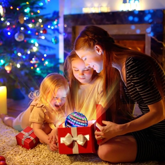 Boule d'orbe volante (bleue, mise à niveau 2025) avec lumières éblouissantes, spinner magique, drone Boomerang cool, globe cosmique flottant, jouets pour enfants, cadeaux pour garçons et filles de 6, 7, 8, 9, 10 ans