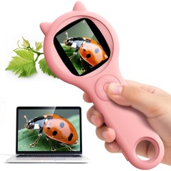 Mini microscope numérique portable pour enfants – Jouets éducatifs scientifiques, cadeaux de Noël et d'anniversaire pour filles et garçons âgés de 5, 6, 7, 8, 9, 10, 11, 12 ans (rose)