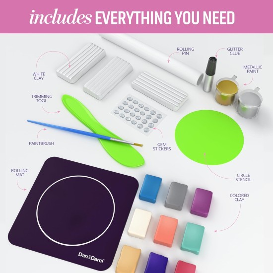 Dan&Darci Craft 'n Clay – Kit de fabrication de plats à bijoux pour enfants âgés de 8 à 14 ans – Meilleurs kits de bricolage – Cadeaux de Pâques – Jouets créatifs pour préadolescents et adolescents – Idées cadeaux d'anniversaire pour filles