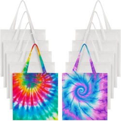 Silkfly Lot de 10 sacs fourre-tout en coton blanc pour articles de teinture à nouer pour grands groupes, projet de fête, bricolage artisanal