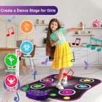 Flooyes Tapis de danse jouets pour enfants de 3 à 12 ans, tapis de danse électronique avec Bluetooth sans fil lumineux à 6 boutons, danse musicale avec 5 modes de jeu, jouets d'anniversaire cadeaux pour filles de 3 4 5 6 7 8 9 10 ans et plus
