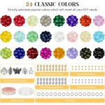 Kit de fabrication de bracelets de perles de verre de 6 mm, 1400 pièces, 24 couleurs de perles de cristal pour la fabrication de bijoux, perles rondes, loisirs créatifs avec perles d'espacement, accessoires de breloques Kit de fabrication de bracelets de perles de verre de 6 mm, 1400 pièces, 24 couleurs de perles de cristal pour la fabrication de bijoux, perles rondes, loisirs créatifs avec perles d'espacement, accessoires de breloques