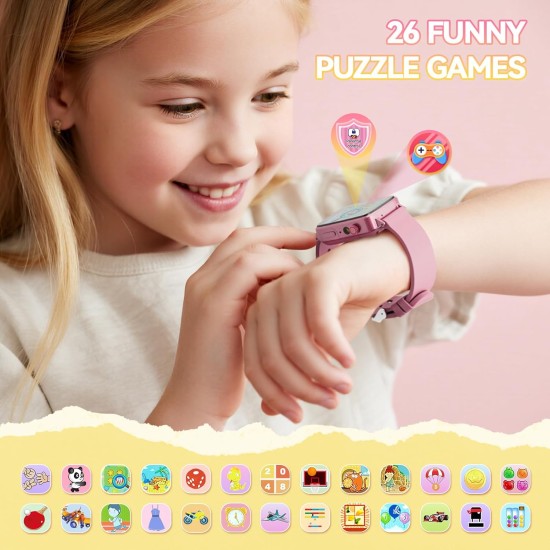 Montre intelligente pour filles de 4, 5, 6, 7, 8, 9, 10 ans, montre intelligente pour enfants avec 26 jeux de puzzle, écran tactile HD, lampe de poche, cartes d'apprentissage, livre audio, jouets pour tout-petits, cadeaux d'anniversaire de Noël Montre intelligente pour filles de 4, 5, 6, 7, 8, 9, 10 ans, montre intelligente pour enfants avec 26 jeux de puzzle, écran tactile HD, lampe de poche, cartes d'apprentissage, livre audio, jouets pour tout-petits, cadeaux d'anniversaire de Noël