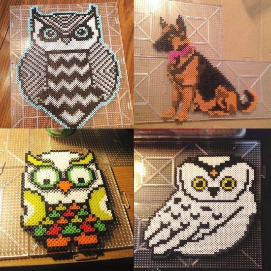 H&W Lot de 4 planches de perles fusibles de 5 mm, grands kits de panneaux perforés transparents, avec 4 papiers cadeau (WA3-Z1) H&W Lot de 4 planches de perles fusibles de 5 mm, grands kits de panneaux perforés transparents, avec 4 papiers cadeau (WA3-Z1)