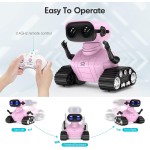 ALLCELE Jouet robot pour filles, robot RC rechargeable pour enfants, jouet télécommandé avec musique et yeux LED, cadeau pour enfants à partir de 3 ans – Rose