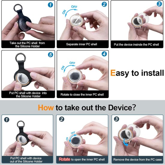 Lot de 4 étuis pour Apple Airtag avec porte-clés, étanche IPX8, résistant aux chocs, GPS Air Tag Tracker [anti-rayures] [PC + silicone] pour recherche d'articles, étui pour animaux de compagnie, enfants, femmes - Noir + Bleu + Vert + Rouge