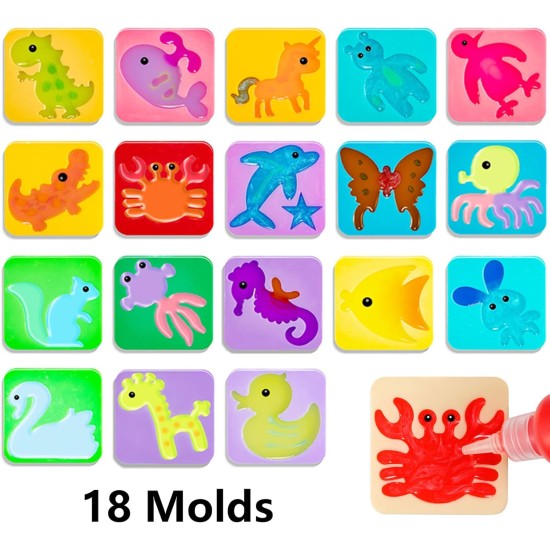 Aqua Fairy Kit de gel d'eau pour enfants, kit de jouets magiques d'elfe d'eau avec 12 couleurs, 18 moules, 6 paquets de poudre magique, créez votre propre kit d'elfe magique, kits d'artisanat d'animaux aquatiques pour enfants