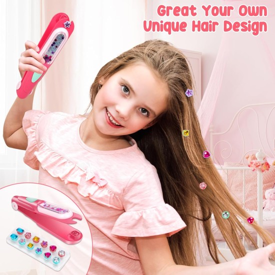 Kit de tampons de pierres précieuses pour cheveux, accessoires pour cheveux pour filles, jouet scintillant, outil de coiffure, diamants brillants réutilisables, perles de cheveux, bijoux artisanaux, accessoires de coiffure, cadeaux d'anniversaire, jouets 