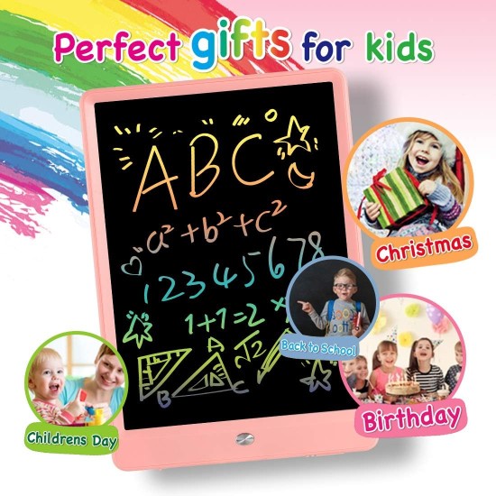 ORSEN Tablette d'écriture LCD 10 pouces, planche à dessin colorée pour enfants, jouets pour tout-petits pour 3 4 5 6 7 8 ans, cadeaux pour filles et garçons (rose)