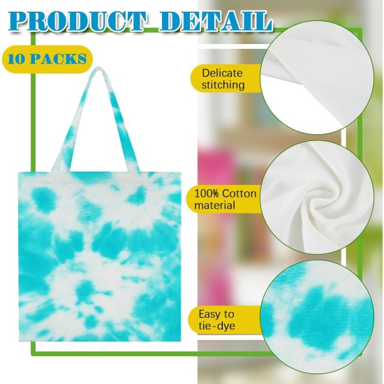 Silkfly Lot de 10 sacs fourre-tout en coton blanc pour articles de teinture à nouer pour grands groupes, projet de fête, bricolage artisanal Silkfly Lot de 10 sacs fourre-tout en coton blanc pour articles de teinture à nouer pour grands groupes, projet de fête, bricolage artisanal