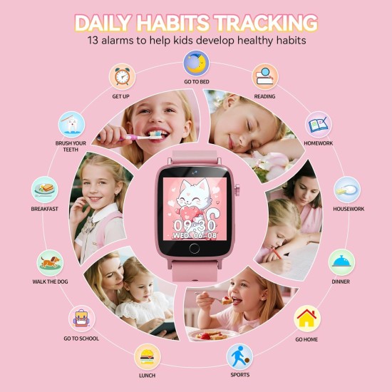 Montre intelligente pour filles de 4, 5, 6, 7, 8, 9, 10 ans, montre intelligente pour enfants avec 26 jeux de puzzle, écran tactile HD, lampe de poche, cartes d'apprentissage, livre audio, jouets pour tout-petits, cadeaux d'anniversaire de Noël Montre intelligente pour filles de 4, 5, 6, 7, 8, 9, 10 ans, montre intelligente pour enfants avec 26 jeux de puzzle, écran tactile HD, lampe de poche, cartes d'apprentissage, livre audio, jouets pour tout-petits, cadeaux d'anniversaire de Noël