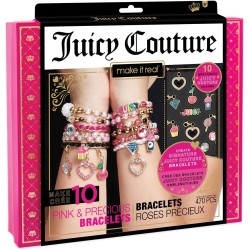 Make It Real - Bracelets roses et précieux Juicy Couture - Kit de bracelets à breloques avec perles pour la fabrication de bijoux entre filles - Kit de fabrication de bijoux pour filles