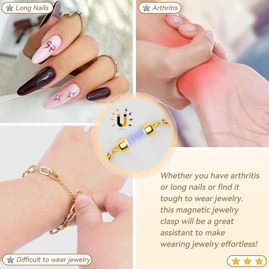 Fermoir et fermetures magnétiques pour collier avec double fermoir mousqueton, rallonges de collier en or et argent 14 carats pour femmes, fermoirs magnétiques pour colliers, rallonge de collier de bracelet (12 pièces)