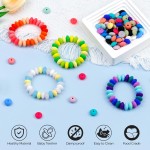 FIVEIZERO Lot de 180 perles de lentilles en silicone, 12 mm, 30 couleurs, perles de boulier en silicone, perles d'espacement en vrac, perles colorées pour la fabrication de colliers, porte-clés, accessoires