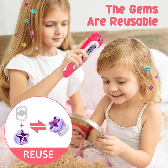 Kit de tampons de pierres précieuses pour cheveux, accessoires pour cheveux pour filles, jouet scintillant, outil de coiffure, diamants brillants réutilisables, perles de cheveux, bijoux artisanaux, accessoires de coiffure, cadeaux d'anniversaire, jouets 