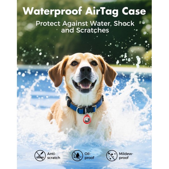 UNBREAKcable AirTag Support pour Apple – Lot de 4 étuis AirTag [Mousqueton professionnel] [Étanche] [Antichoc] Porte-clés AirTag en TPU pour enfants, animaux domestiques, clés, bagages, sacs à dos