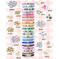 LovelyMoon Kit de fabrication de bracelets 5000 pièces de perles plates en argile Preppy pour la fabrication de bijoux d'amitié, perles Heishi en polymère avec breloques, cadeaux pour adolescentes, loisirs créatifs pour filles de 6, 7, 8, 9, 10, 11, 12 an