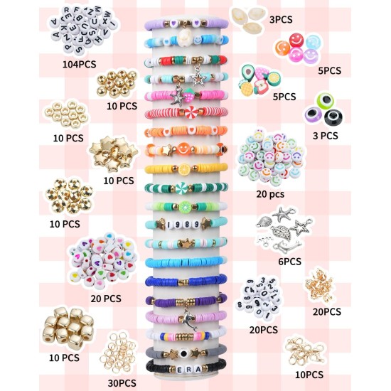 LovelyMoon Kit de fabrication de bracelets 5000 pièces de perles plates en argile Preppy pour la fabrication de bijoux d'amitié, perles Heishi en polymère avec breloques, cadeaux pour adolescentes, loisirs créatifs pour filles de 6, 7, 8, 9, 10, 11, 12 an LovelyMoon Kit de fabrication de bracelets 5000 pièces de perles plates en argile Preppy pour la fabrication de bijoux d'amitié, perles Heishi en polymère avec breloques, cadeaux pour adolescentes, loisirs créatifs pour filles de 6, 7, 8, 9, 10, 11, 12 an