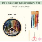 Ensemble de broderie de la Nativité DIY – Stitch The Holy Story, kit de broderie de Noël avec tissu, fils et aiguilles, kit de broderie chrétienne pour adultes débutants, décoration d'intérieur et cadeaux (1 pièce)