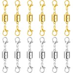 Fermoir et fermetures magnétiques pour collier avec double fermoir mousqueton, rallonges de collier en or et argent 14 carats pour femmes, fermoirs magnétiques pour colliers, rallonge de collier de bracelet (12 pièces)