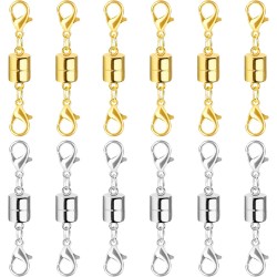 Fermoir et fermetures magnétiques pour collier avec double fermoir mousqueton, rallonges de collier en or et argent 14 carats pour femmes, fermoirs magnétiques pour colliers, rallonge de collier de bracelet (12 pièces)