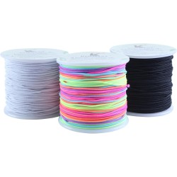 KONMAY Cordon de bracelet extensible de 1,0 mm, cordon élastique pour perles de poney, bracelets Kandi, colliers et loisirs créatifs, mixte, 50 mètres chacun