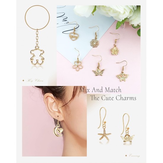 100 pièces en gros en vrac pour la fabrication de bijoux, breloques mixtes en alliage d'or KC, pendentifs pour colliers, bracelets, fournitures de fabrication de bijoux et d'artisanat