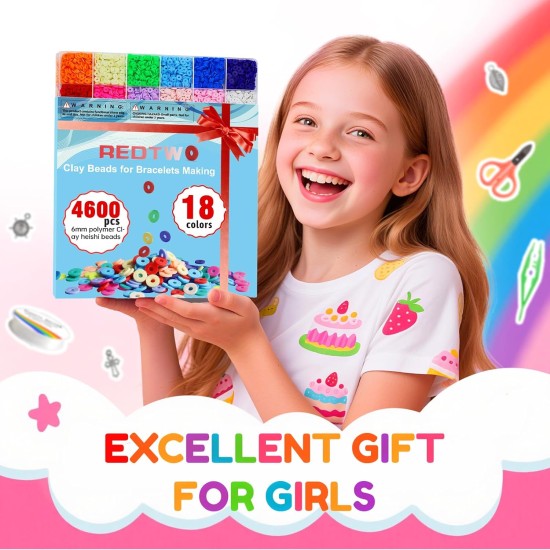 Redtwo 5100 Kit de fabrication de bracelets en perles d'argile, perles plates Preppy pour la fabrication de bijoux d'amitié, perles Heishi en polymère avec breloques, cadeaux pour adolescentes, loisirs créatifs pour filles âgées de 8 à 12 ans Redtwo 5100 Kit de fabrication de bracelets en perles d'argile, perles plates Preppy pour la fabrication de bijoux d'amitié, perles Heishi en polymère avec breloques, cadeaux pour adolescentes, loisirs créatifs pour filles âgées de 8 à 12 ans